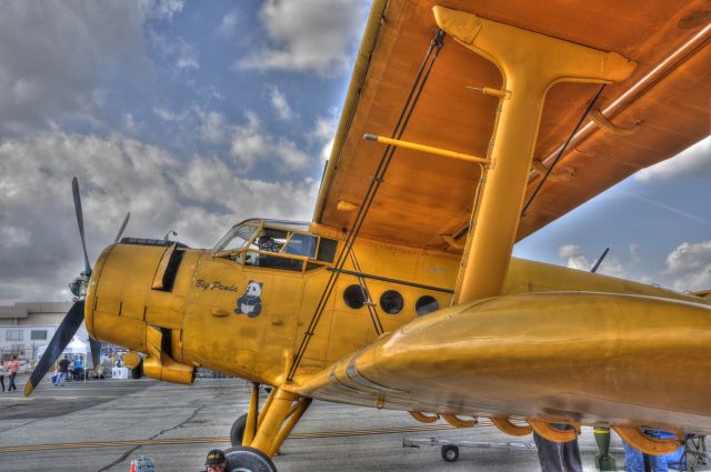 Antonov An-2 (N2AN) - Big Panda Antonov An-2 Colt&lt;br&gt;Role: STOL Agricultural and utility aircraft&lt;br&gt;Manufacturer: Antonov; WSK PZL-Mielec; Shijiazhuang&lt;br&gt;Designed by: Oleg Antonov&lt;br&gt;First flight: 1947&lt;br&gt;Status: Series production in China as Y-5&lt;br&gt;Primary users: Soviet Air Force, Aeroflot, North Korean Air Force, Many others&lt;br&gt;Produced: 1947-1992&lt;br&gt;Number built: 18,000+&lt;br&gt;Unit cost: As low as US$100,000br /br /Photo was taken November 2014 at the Long Beach Airpot (KLGB) Fly-In.