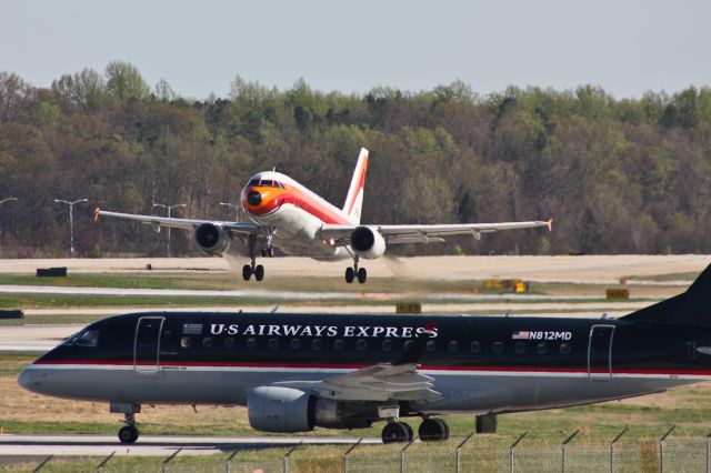 Airbus A319 (N742PS) - N812MD hold on taxiway N as PSA logojet ‘leap frogs’, over on runway 36C as AWE1524