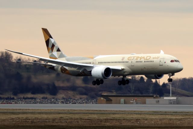 Boeing 787-9 Dreamliner (A6-BNF) - Inaugural arrival of Etihad to Boston Logan on 3/31/24.