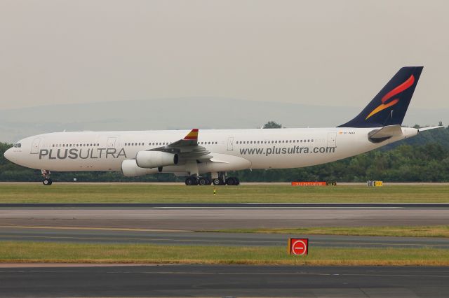 Airbus A340-300 (EC-NBU) - Landing from Istanbul on the afternoon of Sunday 11/06/23 with some Manchester City Football Club fans onboard following their teams' historic Champions' League final victory against Inter Milan the night before 