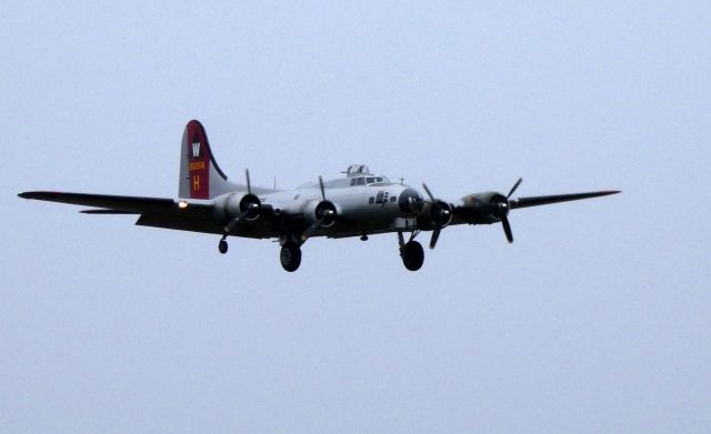 N5017N — - On final is this 1945 Lockheed B-17G Flying Fortress "Aluminum Overcast" World War II Bomber making a tour stop in the Autumn of 2019.