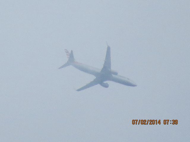 Boeing 737-800 (N804NN) - American flight 1611 from ORD to TUL over Baxter Springs KS at 27,000 feet.