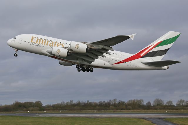 Airbus A380-800 (A6-EUZ) - The morning A380, EK22 returning to Dubai.  A6-EUZ is now not wearing the Year of Zayed markings.