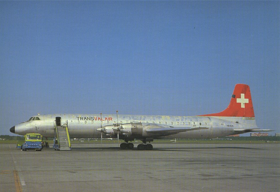 Canadair CL-44 Forty Four (HB-IEN) - SCANNED FROM POSTCARDbr /TRANSVAL AIR