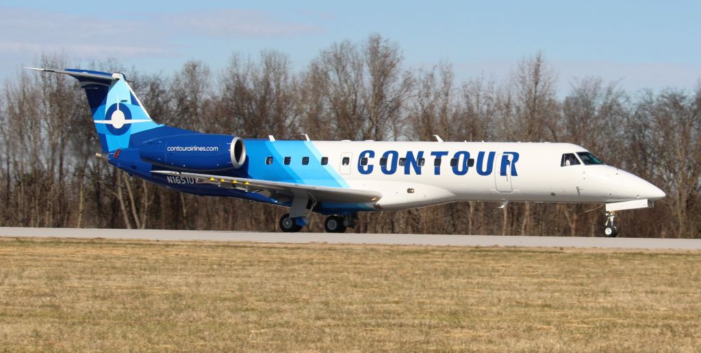 Embraer ERJ-135 (N16510) - A Contour Airlines ERJ-135ER on its takeoff roll at Northwest Alabama Regional Airport, Muscle Shoals, AL - just after noon, January 27, 2022.