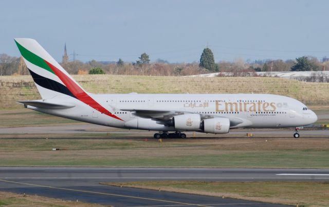 Airbus A380-800 (A6-EUP) - Taken from Freeport Carpark