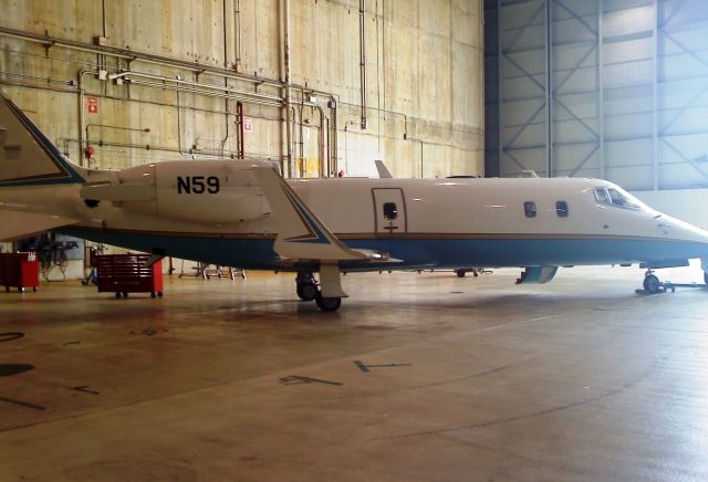 Learjet 31 (N59) - Aircraft In The William J. Hughes Technical Center Hanger. Its reigstered  to the FAA and in their hanger, but I talked to a guy there and they deny owning it. Its in their paint, but doesnt say Federal Aviation Administration