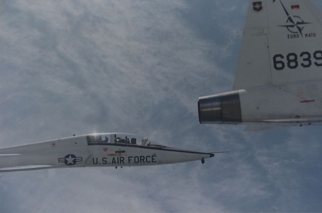 Northrop T-38 Talon (68-8395) - Close formation of T-38s on a flight from KFWH. The other T-38 is 68-8347.