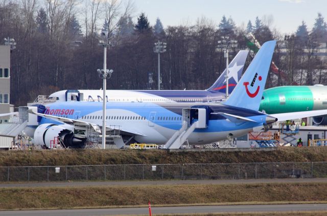 Boeing 787-8 (G-TUIA) - Thomson Airways 787 on the Boeing Everett flightline January 22, 2013.