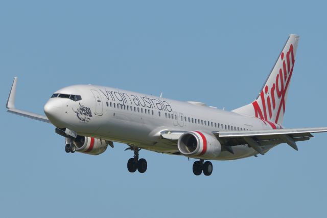 Boeing 737-800 (VH-YFW) - Adelaide, South Australia, Sunday August 1, 2020 - Virgin Flt 1388 from Brisbane is seconds from touchdown on runway 05.