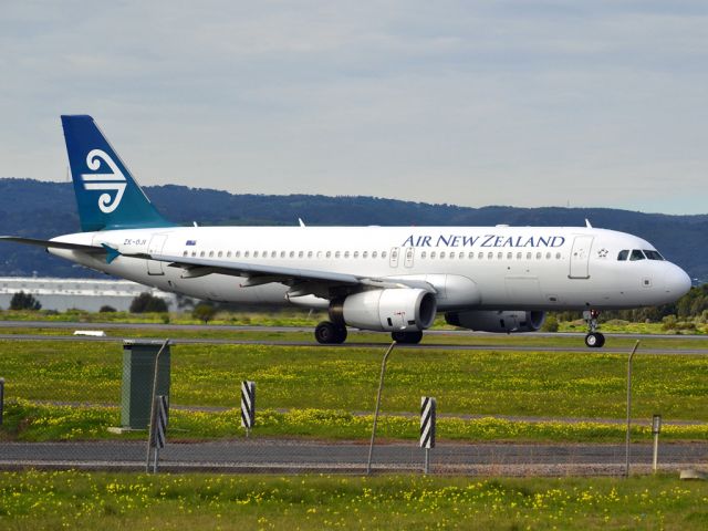 Airbus A320 (ZK-OJI) - On taxi-way heading for take off on runway 05, for flight home to Auckland, New Zealand. Thursday 12th July 2012.