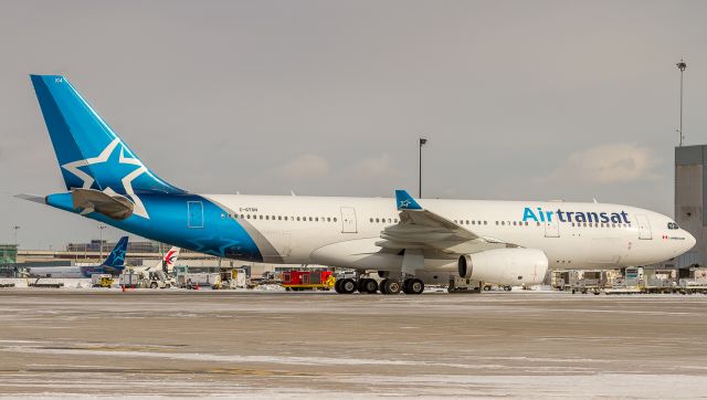 Airbus A330-200 (C-GTSN) - My first snaps of Air Transats new livery. The tail is nice but I think the titles on the fuselage are a little bland