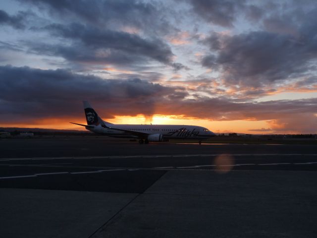 Boeing 737-800 (N596AS) - Sunset at PDX. April 25th 2014.