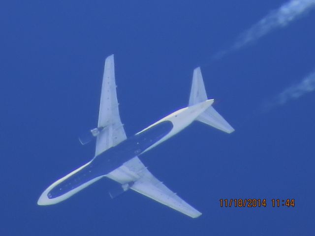 BOEING 767-300 (N137DL) - Delta Airlines flight 2435 from ATL to SLC over Baxter Springs Kansas (78KS) at 36,000 feet.