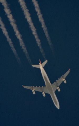 — — - Philippine Air A-340 over Cleveland 35,000.