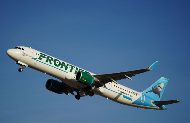 Airbus A321neo (N607FR) - Frontier a321 neo departing 30L for Orlando on 24/11/23