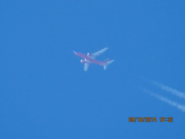 Boeing 737-700 (N939WN) - Southwest flight 740 from MDW to OKC over Baxter Springs Kansas (78KS) at 40,000 feet.