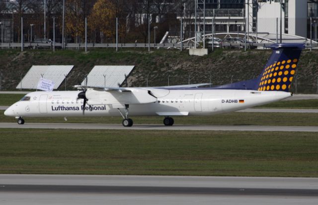 de Havilland Dash 8-400 (D-ADHB) - Last day for Augsburg Airways (26-10-2013). They showed a flag with the title: "There was a better way to fly".
