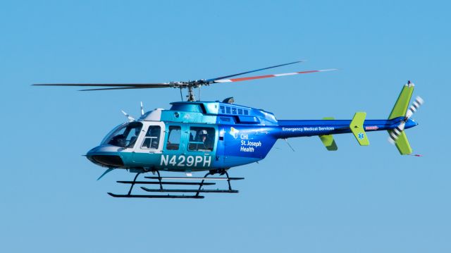 Bell 407 (N429PH) - Bell 407 EMS helicopter refueling at Easterwood Airport, College Station TX, 28-Jan-2018