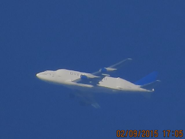 Boeing Dreamlifter (N747BC) - Atlas Air Dreamlifter flight 4341 from Charleston S.C. to McConnell Air Force Base in Wichita Kansas over Southeastern Kansas at 34,000 feet.