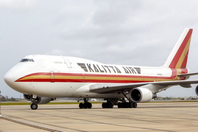 Boeing 747-400 (N745CK) - A Kalitta 747 getting its position for being unload at MCO.