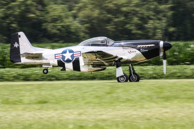 North American P-51 Mustang (NL51HY) - P-51 "Quick Silver" taking off at "The Greatest Show on Turf"