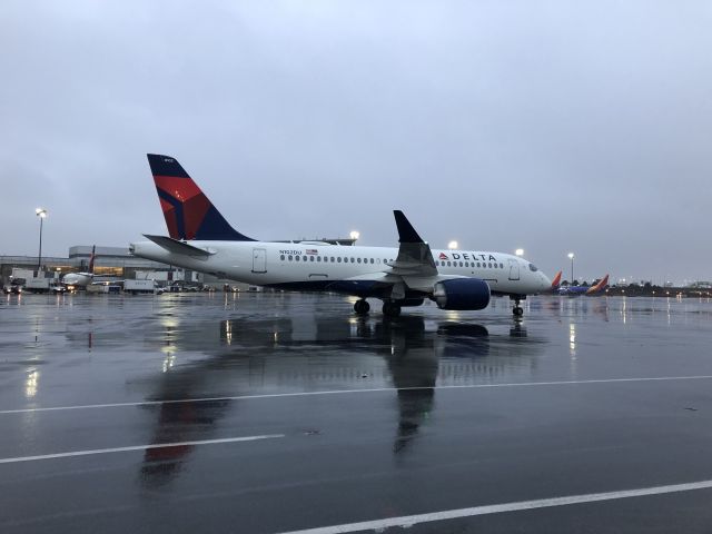 Airbus A220-100 (N102DU) - Inaugural  revenue flight LGA BOS arrival to gate A8 02/07/19