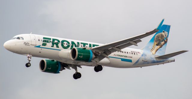 Airbus A320neo (N361FR) - Frontier Airlines Airbus A320-251N named "Wylie the Coati" arriving on runway 29 at Newark on a flight from Orlando.