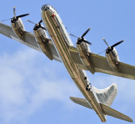 Boeing B-29 Superfortress (N69972) - Doc roars overhead on a pyro pass