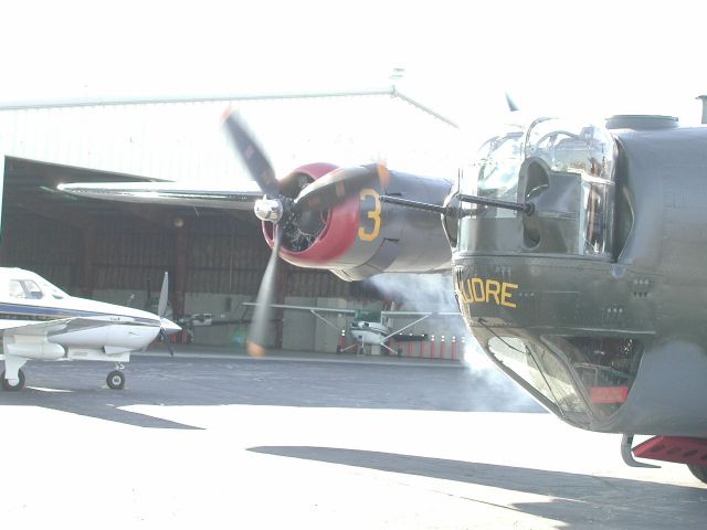 Consolidated B-24 Liberator (N224J) - Cranking the #4 on Witchcraft, a restored B-24J (N224J), during a visit to a href=http://www.aviationky.org/The Aviation Museum of Kentucky/a. Witchcraft belongs to the Collings Foundation.