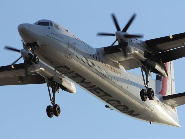 Fokker Maritime Enforcer (OO-VLI) - A Cityjet, Fokker F50 on short finals to London City Airport.