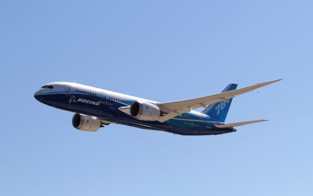 Boeing 787-8 (N787BA) - 787 celebrating certification with a fly by at Paine Field.