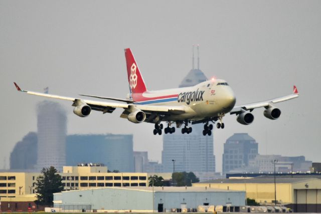 Boeing 747-400 (LX-RCV) - Short final 23-L on 09-19-21. Arriving from ORD