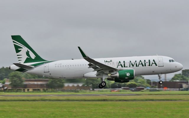 Airbus A320 (A7-LAC) - al maha a320-2 a7-lac about to land at shannon 13/6/16.