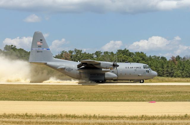 Lockheed C-130 Hercules (79-0473) - A USAF Lockheed C-130, 79-0473, cn 382-4852, from the 152d Airlift Wing (AW)–the High Rollers, Reno, Nevada ANG landing at Fort McCoy/Young Tactical Landing Site-Air Assault Strip, Ft. McCoy, (WS20) USA – WI, during Warrior Exercise 86-13-01 (WAREX) on 17 Jul 2013.