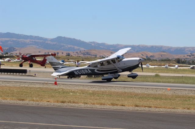 Cessna T206 Turbo Stationair (N516RA) - 6RA participated in the STOL competition at AOPA's fly-in @ KLVK. She had a pretty hard landing, not including this, and near-tail struck several times. Pretty ballsy flying for a heavy girl like her.