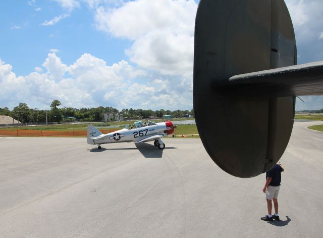 North American T-6 Texan (N6253C) - 5/14/22 Texan taxis out for a flight, as seen from the waist gun position on a B-24