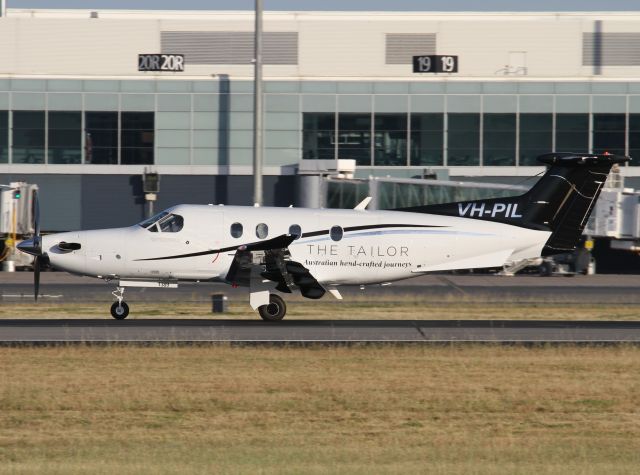 Pilatus PC-12 (VH-PIL) - Rolling down Rwy.23 bound for Mt.Gambier