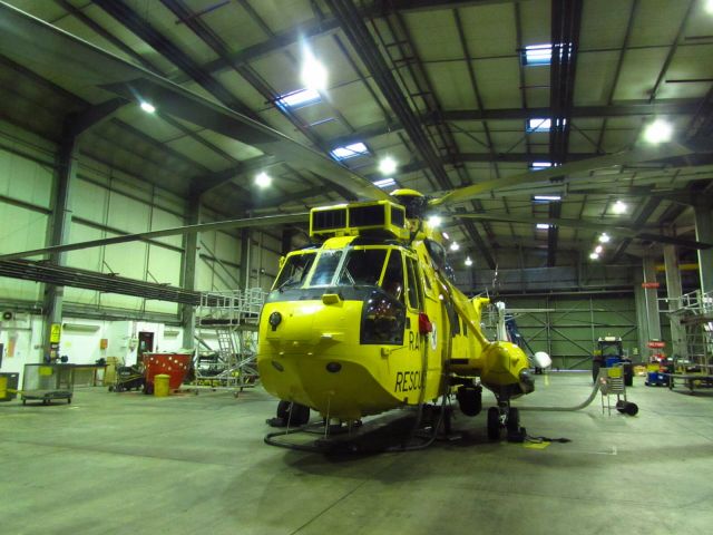 Sikorsky Sea King (LCD370) - ZE370 being de-humidified at the Helicopter Hangar at RAF Mt Pleasant. The hangar holds 4 S-61 Helicopters, 2 RAF and 2 British International. Real Reg is ZE370, for some reason it automatically changed