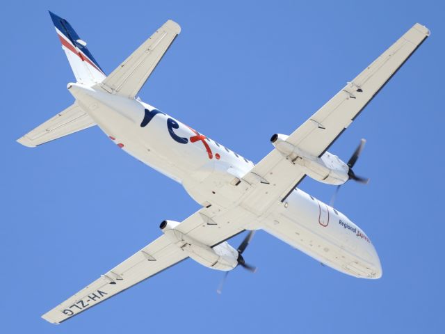 Saab 340 (VH-ZLG) - Departing runway 19, YBTL.