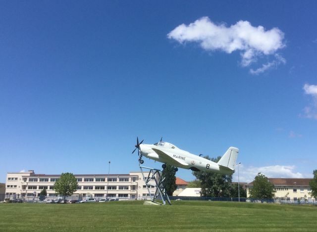 — — - At the entrance of the (now decommissioned) Naval Aviation Training Base at Rochefort, France (founded 1916) - close to the harbour from where General La Fayette set sail on the famous Hermione  to bring reinforcements to General Washington. 