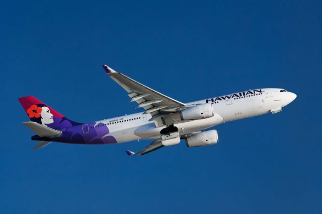 N385HA — - An Hawaiian Airlines operated Airbus A330 takes to the skies after departure from the Los Angeles International Airport, LAX, Westchester, Los Angeles, California