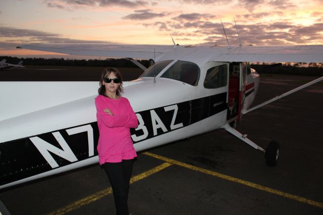 Cessna Skyhawk (N733AZ) - Her first GA flight, and she is now addicted. A beautiful sundown at 6R3 as we close up the 172.