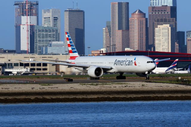 BOEING 777-300ER (N722AN) - Operating India-JFK, this American B77W stopped in BOS for fuel.