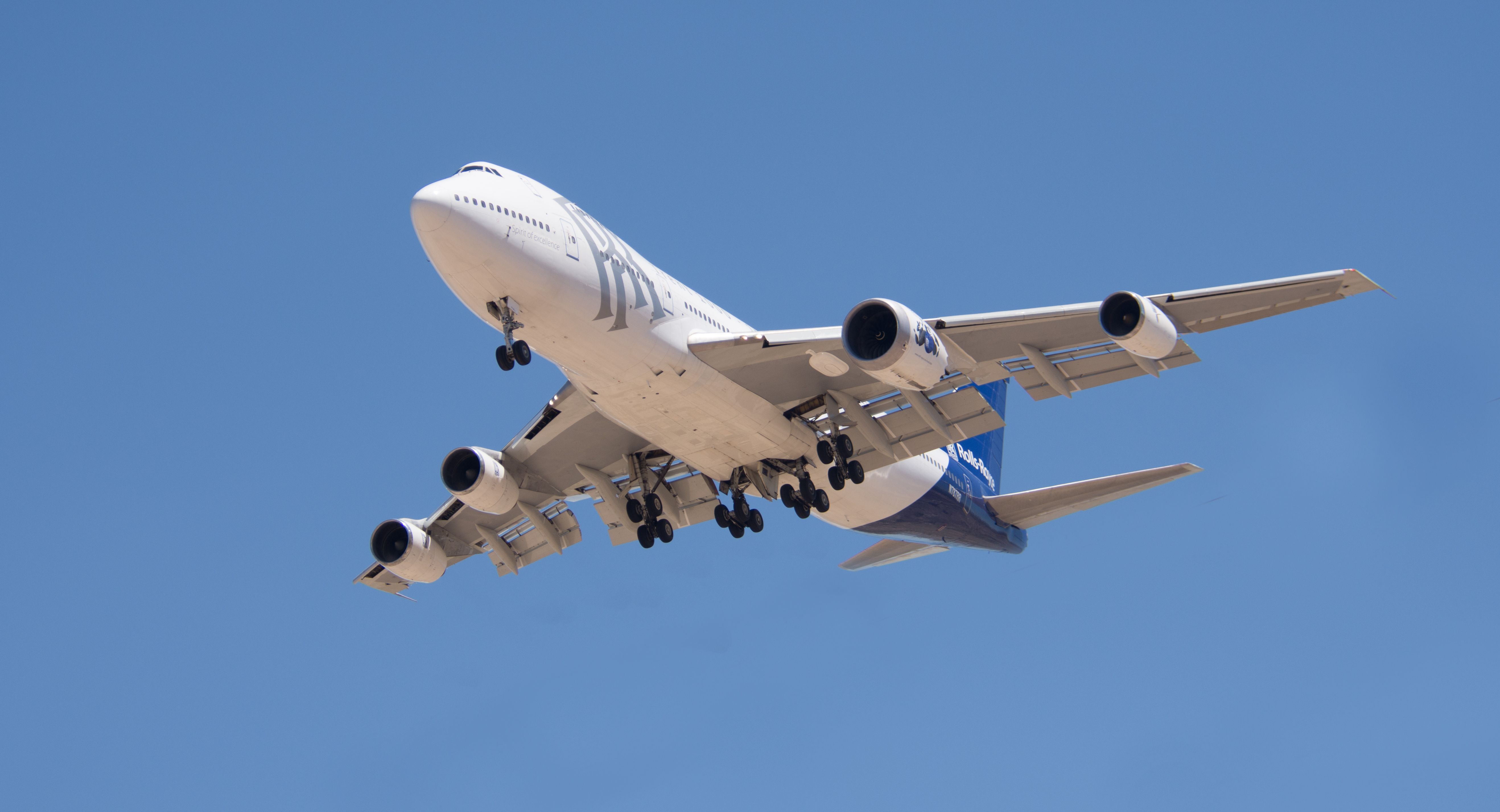 Boeing 747-400 (N787RR) - 04/14/2016 Landing Tucson Az. New Trent 1000 engine