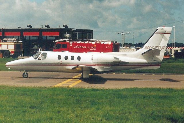 Cessna Citation 1SP (N145DF) - Taxiing for departure in Jun-98.br /br /Reregistered N145AJ 21-Dec-99,br /then N223LC 20-Apr-00.br /Presumed collided with coastal waters 18-Aug-08 after departing MDSD.