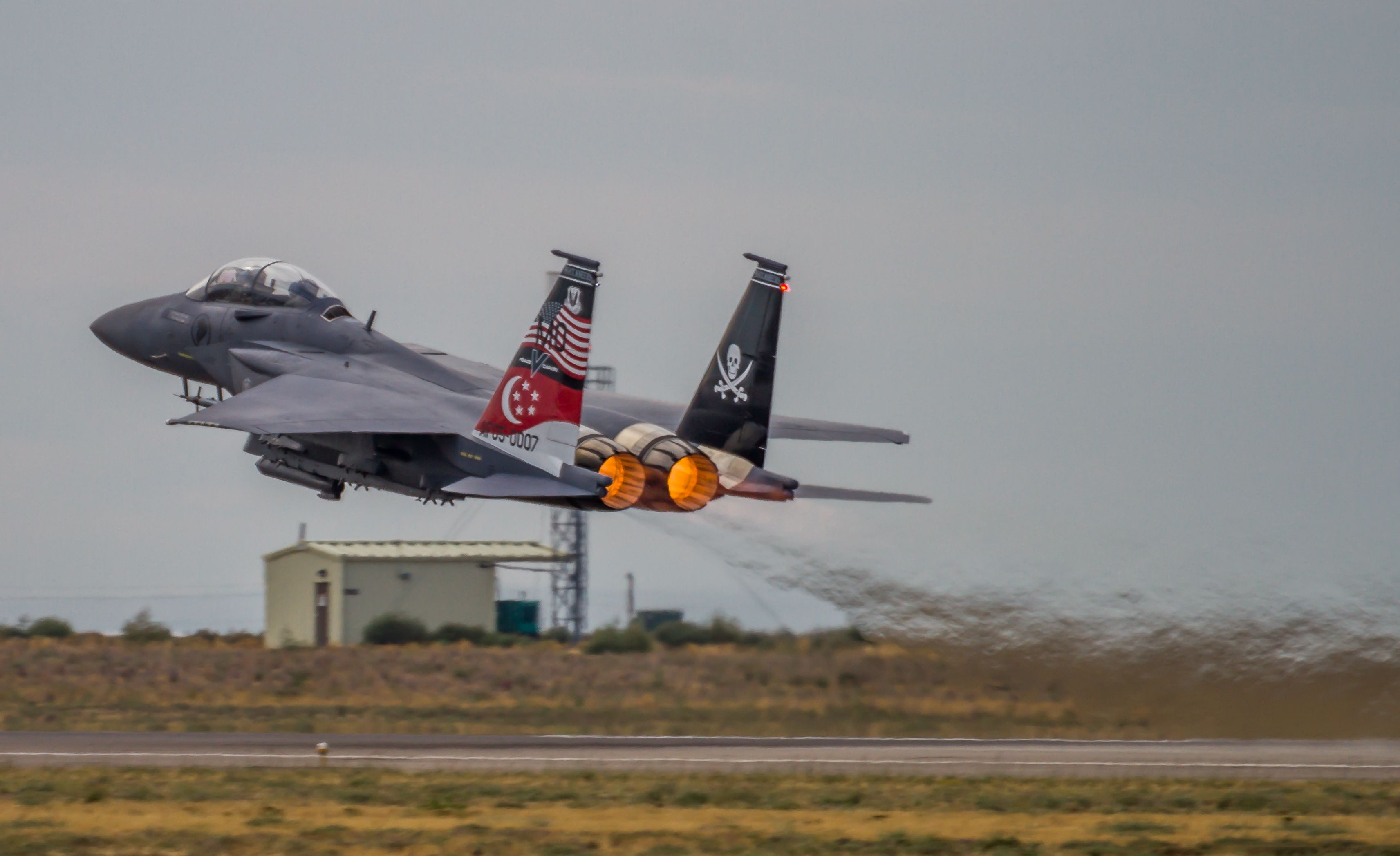 McDonnell Douglas F-15 Eagle (05-0007) - Boeing F-15SG of the 428th FS taking off from Mountain Home AFB