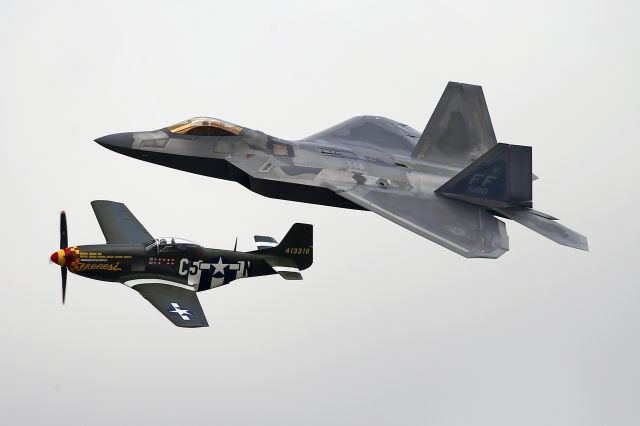 Lockheed F-22 Raptor — - F22 and P51 Mustang - Heritage Flight