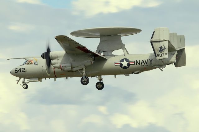 Grumman E-2 Hawkeye (16-9079) - 'GREYHAWK 16' from Carrier Airborne Early Warning Squadron 120 (VAW-120) at NAS Norfolk. VAW-120 is a United States Navy Fleet Replacement Squadron responsible for training crews on the E-2 Hawkeye and the C-2 Greyhound.