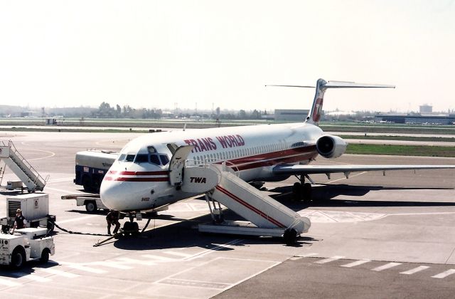 McDonnell Douglas MD-80 (N9402W) - KSJC- Observation deck at SJC - man, I miss this Airline.  Nothing better I d like to see but a TWA 777-300 flying to Europe and back each day - shoving Emirates and the like off the map.